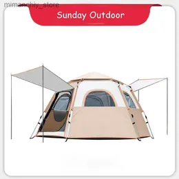 Tentes et abris Tente de camping pour 6 personnes pliante en plein air entièrement automatique vitesse ouverte anti-pluie protection solaire camping sauvage équipement portable Q231115