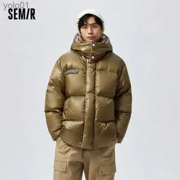 Men's Down Parkas Semir Down Jacket Men Winter Oversize Fashionable Casual Thick Hooded Glossy CoatL231115