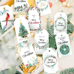 10 шт. поздравительные открытки Christmas Merry Kraft Paper Label Рождественский подарок Вешалка DIY Благословение Вешалка Navidad Новый год 2024 Партия Подарочная карта 231115