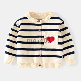 Kurtki dziecięce płaszcz kardigan sweter Sweter Stripe Stripe Serce Wodear wierzchnia maluch maluch chłopców dziewczyn
