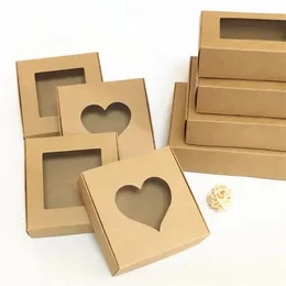 Schmuckschatullen, 30 Stück, leere Kraftpapier-Geschenkbox mit Fenster, handgefertigte Seifenschachtel, Schmuck, Kekse, Geschenk, Süßigkeitenschachtel, Hochzeitsgeschenkbox, Partyzubehör, 231115