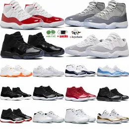 Jumpman 11 Basketball Shoes 11s Low Cement Gray 11S High Cherry Navy Velvet Cool Gray Cap and Bred Space Jam Mens Mens Designer Sneaker Trainers