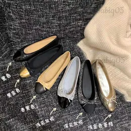 드레스 슈 Su yinyin 작은 향기 평면 단독 단일 신발 여성 얕은 입 헤드 헤드 프랑스 활 색상 발레 신발 T231115