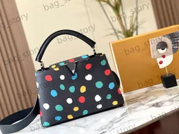 Women Capucines BB Handbag x YK 3D Colorful Dots Shoulder Bag Stylish Top Handle Removable Strap Snap Hook Crossbody Bags M21663 M21637