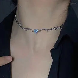 Łańcucha gotycka naszyjnik dziewczyna kobieta estetyczna wisiorek do fali kryształowej fali dla kobiet uroczy kołnierz choker indie collier biżuteria