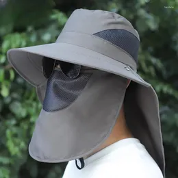 Berretti Cappelli da sole da uomo Protezione a 360° per tutte le direzioni Maschera facciale rimovibile Pesca estiva all'aperto