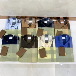 Camisa masculina de luxo magro seda camiseta manga longa casual roupas de negócios xadrez marca 20 cores M-4XL BURR