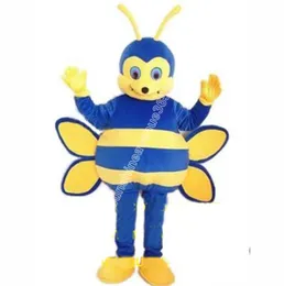 Boże Narodzenie Blue Bee Mascot Costume Cartoon Temat Postacie Carnival unisex dorośli rozmiar Halloween przyjęcie urodzinowe fantazyjne strój na świeżym powietrzu dla mężczyzn