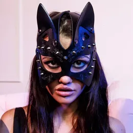 Yetişkin Oyuncaklar Gotik Punk Kedi Cosplay Anime Seks Maskesi BDSM Yetişkin Oyunu Cadılar Bayramı Fantasias Carnaval Fox Half Yüz Erotik Bonaj Prom Seksi Hediye 231116