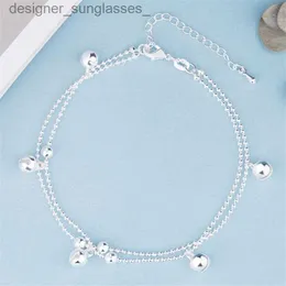 Anklets Kofsac Fashion New 925 Sterling Silver Anklets for Women Beach Party Beads Cute Bells Bells Poot Jewelry Girl giftsl231115