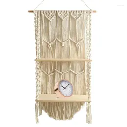 Tapestries 1 PC 44x85cm Macrame Tapestry Tapestry Rack Wooden 2 رفوف شنقا للديكور البوهيمي زخرفة ديكور