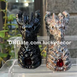 천연 크리스탈 쿼츠 드래곤 두개골 치유 가정 장식 큰 조각 된 yooperlite 검은 색 흑요석 광물 표본 형이상학 마녀 동물 장식품