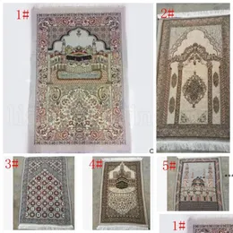 Tapetes Islâmico Muçulmano Oração Mat Salat Musallah Tapete Tapis Tapete Tapete Banheiro Rezando 70x110cm RRB10932 Drop Delivery Home Garde DHP7J