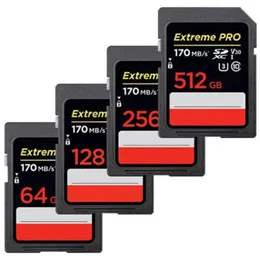 32 GB/64GB/128GB/256 GB Extreme Pro SD SDHC SDXC UHS-I-kort upp till 170 MB/s ljudindustri Stora kortlagringskort Bått och svarta minneskort levereras slumpmässigt