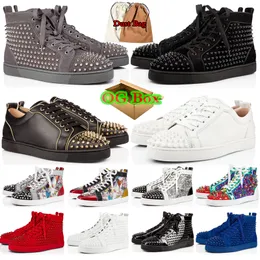 Com caixa 2023 sapatos casuais masculinos, mocassins de grife, rebites, sapatos de designer com tachas baixas, tênis de moda masculina e feminina, tênis de tamanho grande, tamanho 35-48