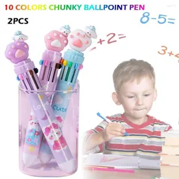 2pcs Cute de desenho animado decoração de casa Kawaii Tiger Escola Office Supply Pen 10 Cores Ballpo