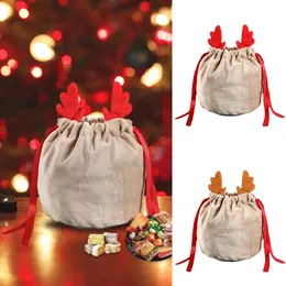 Other Home Garden 10pcs Cute Velvet Christmas Candy Bag Year Goodies Halloween Gift Packaging Party Snacks Drawstring Pocket Storage Pouch 231116