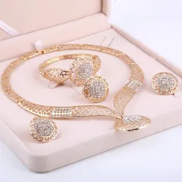 Conjuntos de joias de casamento dubai banhado a ouro miçangas africanas nigerianas conjunto de joias de cristal strass parure etíope 231116