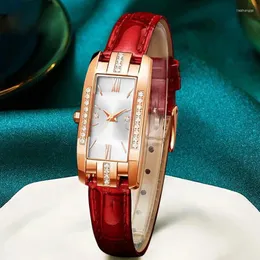 Bilek saatleri Xiaohong Band Diamant Vierkante Horloge Vrouwen Elegante Retro Mod Dekoratieve PolshorLoge