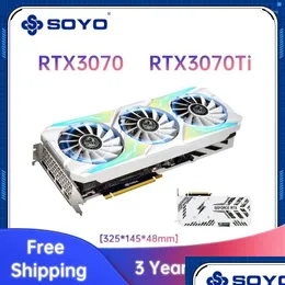 Grafikkort Soyo RTX3070TI RTX3070 8G High-End Gaming GDDR6 256BIT 12PIN NVIDIA DESKTOP CORD COMPUT COMPUT COMPER X16 DROP LEVERANS DHVU4