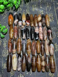 Loose Gemstones 40pcs/lot 40mm Old Silk Agate Brown Color With Good Eyes Veins DIY Men And Women's Fine Jewelry