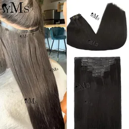 Hair pieces 240g 14pcs Handmade Seamless Straight Clip Ins PU Human For Women YMS Clips In Bundles Full Head 231115