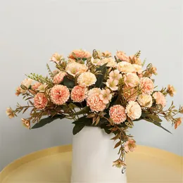 Decorative Flowers 11 Heads Artificial Silk Carnations Bouquet Christmas Wedding Party Room Decorations Mother's/Teachers' Day Gift