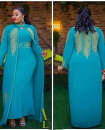 Plus Size Kleider 2023 Afrikanische Hochzeitsfeier für Frauen Frühling Herbst Langarm Rot Schwarz Blau Weiß Kleid Anzug Muslim Abaya 231116