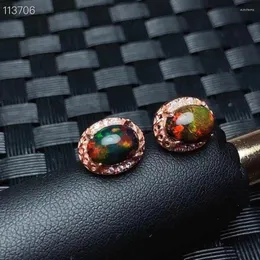 Pendientes de tuerca a la moda, pendientes de ópalo negro Natural y Real Simple, joyería fina de Plata de Ley 925