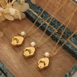 Hänge halsband geometrisk imitation pärla design liten enkel kubansk länk halsband kvinnor kvinnlig ins rostfritt stål hawaiian smycken