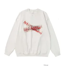 Sweatshirts Erkek Kadın Tasarımcı Hoodies Moda Sokak Giysesi Margiela Autumnwinter Yapıştırıcı Şerit Alfasayısal Baskı MM6 Yeni Gevşek Erkekler Kadın Yuvarlak Boyun Swe