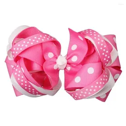 Accessori per capelli 8 pezzi 4,5" Pois Loopy Stacked Bow Clip Boutique Hairbows per bambini Ragazze Toddlers