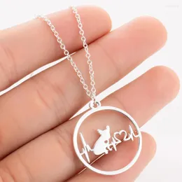 Pendant Necklaces Style Stainless Steel Dog Shaped Women's Animal Round