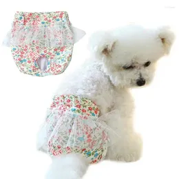 Dog Apparel Pet Physiological Pants Floral Design Reusable Washable Shorts Sanitary Briefs Diapers For Small Puppies Female Supplies