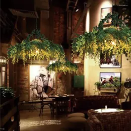 Pendant Lamps Lights Plant Net Red Music Western Restaurant Coffee Room Pot Shop Lighting Creative Green Retro Chandelier