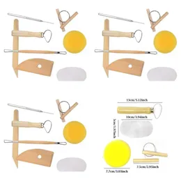 Narzędzia rzemieślnicze 8pcs/zestaw narzędzia ceramiczne y drewniane gliny woskowe zestaw narzędzi do rzeźbienia sset sset sset dostawa domowa sztuka ogrodowa, craf dhtjg