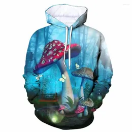 Erkek Hoodies Est Harajuku tarzı mantar 3d baskı erkekleri kadınlar rahat sweatshirtler boyutu xxs-4xl