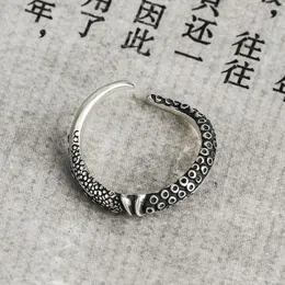 Cluster Rings Vintage 925 Pure Sterling Silver Octopus Tentacle Open Size Tail Allergy Free Punk Jewelry Lowest Factory Price