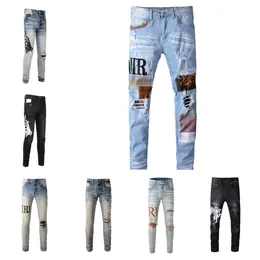 Slim-Fit-Jeans, Jeans für Herren, Designer-Jeans, Used-Look, Baumwoll-Stickerei, Designer-Röhrenhose, Herren-Damen, Skinny-Panther-Druck, lange Hip-Hop-Kleidung, L5