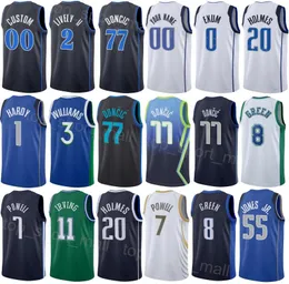 Stampa Uomo Donna City Basket Kyrie Irving Maglia 11 Luka Doncic 77 Dwight Powell 7 Josh Green 8 Richaun Holmes 20 Dereck Lively II 2 Guadagnato Blu Navy Bianco Nero