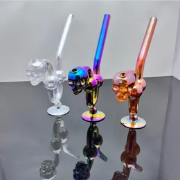 Rökning rör mini hookah glas bongs färgglad metallform klassisk elektropläterad målad skalle benglas rökpanna