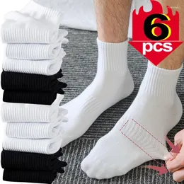 Herrstrumpor Bomullssport Mid Tube Autumn Winter Sticked Warm Cold-Proof Stocking Black and White Grey Simple Indoor Floor Sox Sox