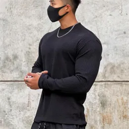 Herr t shirts 2023 herrar fitness mode trend andan anti-rynka orm tyg avslappnad sport smal långärmare jumper