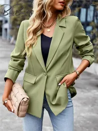 Ternos femininos blingblingee 2023 outono feminino formal blazer manga longa único botão escritório terno jaqueta casaco solto feminino topo outwear