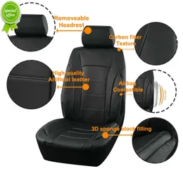 2023 Black Universal Car Seat Covers Leather Splice Bon Fiber Accessories Interiör Protector Cushion Luxury
