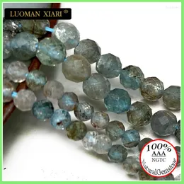 Löst ädelstenar Fina naturstenpärlor Facetterade apatiter runda ädelstenkristall för smycken som gör DIY-armband halsband charm 2-4mm