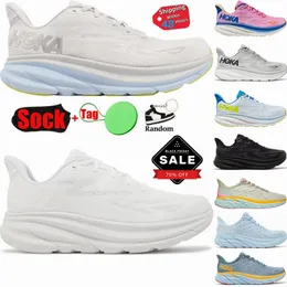 Hoka Running Shoes 8 Clifton 9 Mens Trainers Hokas Designer Aggging Walking Sneakers Triple White Utility Black Peach Gray Fog Gym Pink Womens Hokaes Shoe