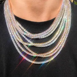 Collar de tenis de lujo para hombre diseñador de cadena para mujer diamante rosa joyería de acero inoxidable oro hip hop g6xu #