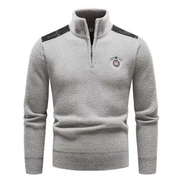 Chandails pour hommes Hiver nouveaux hommes demi fermeture éclair col debout pull pull de haute qualité plus épais chaud hommes d'affaires tricots de style décontracté chandails J231116