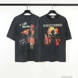 Tasarımcı Moda Giyim Lüks Tees Tshirts Sis Olmayan Kısa Kollu Erkekler Vintage American High Street Dark Flame Man Yapımı Old High Street T-Shirt